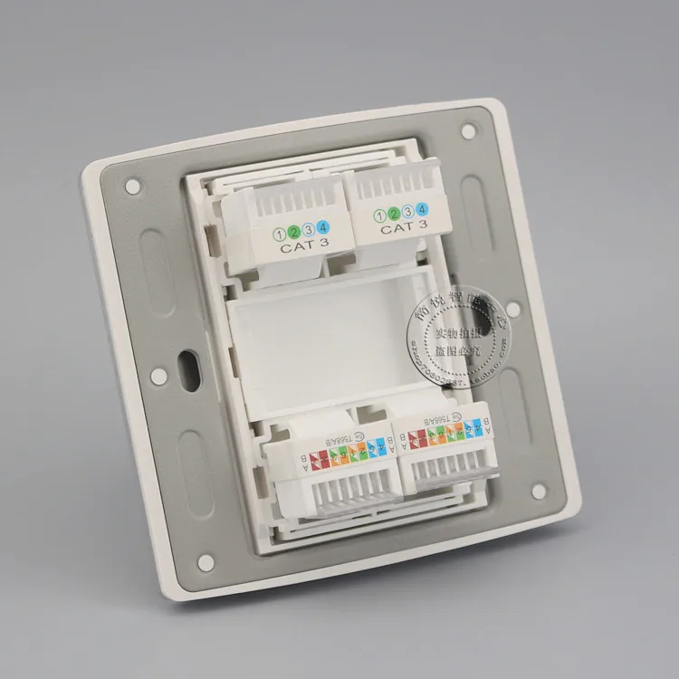 4 порта RJ11 Cat3 и RJ45 Cat5e сеть Ethernet LAN цвет Шампань розетка панель Лицевая