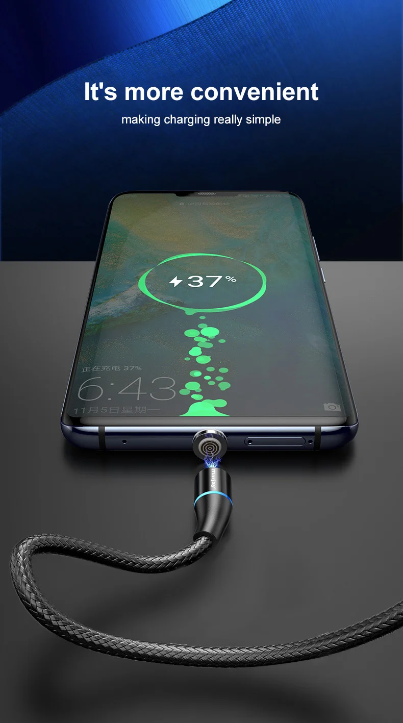 Магнитный usb-кабель Marjay 3A 1 м 2 м Быстрая зарядка 3,0 быстрая USB зарядка для iphone 7 8 Plus X Xs Max XR Магнитный адаптер зарядного устройства