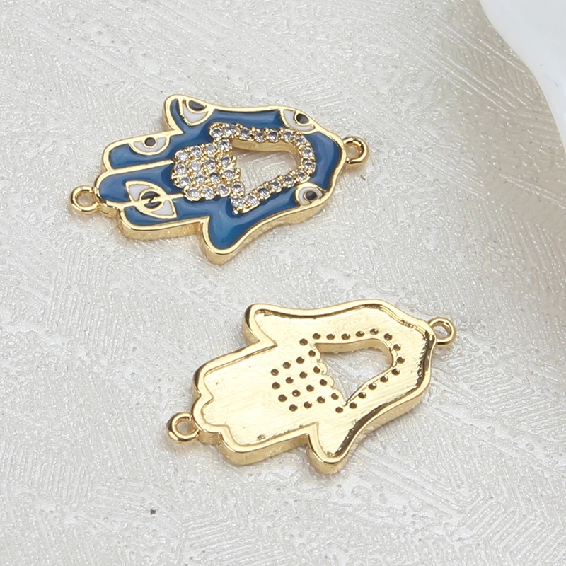 1 шт. 24*15 мм Colorfu сглаза Хамса ручные Подвески полые микро CZ Кулон Разъем браслет