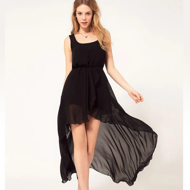 Летнее платье 20I7 женщин случайные свободные Асимметричный Vestidos твердого