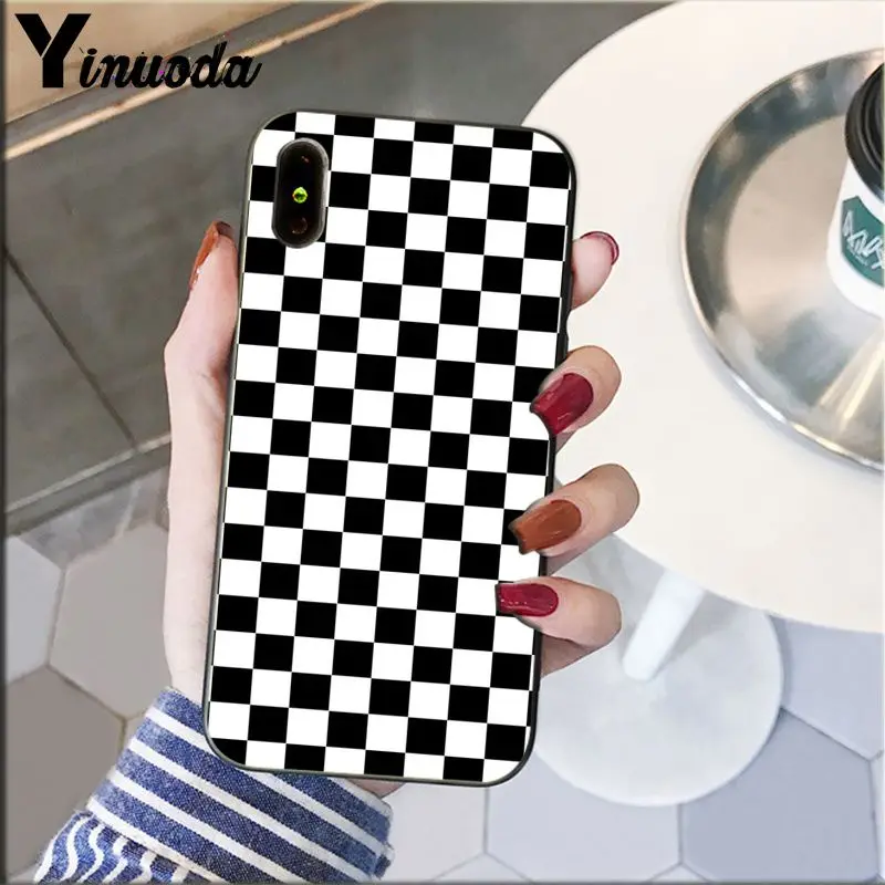 Шахматный клетчатый силиконовый чехол Yinuoda из ТПУ для Apple iPhone 8 7 6 6S Plus X XS MAX 5 5S SE