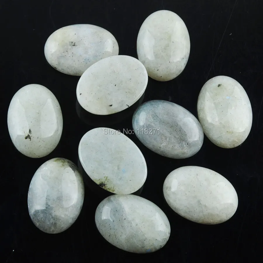 

WOJIAER Natural Labradoirte Gem Stones Oval Cabochon CAB No Hole 13x18x6MM For Making Jewelry 50PCS PU8037