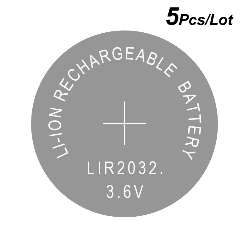 Button Cell Li-ion Rechargeable Battery LIR2032 3.6V 5 Pcs - 2032 Replace CR2032 Coin | Электроника
