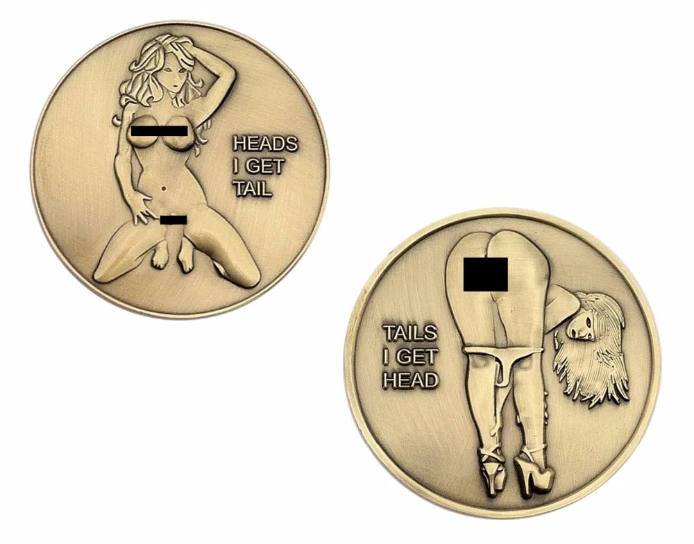 Удача PinUp Babe Heads Tails Challenge Coin Art подарок для мужчин жениха 50 шт./лот DHL Бесплатная