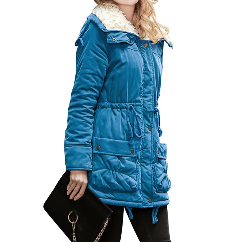 Lake Blue Litthing ветровка с длинным рукавом на молнии, куртка, пальто, парки для женщин, Женское зимнее пальто, утепленная хлопковая куртка, женская верхняя одежда - Цвет: Lake Blue