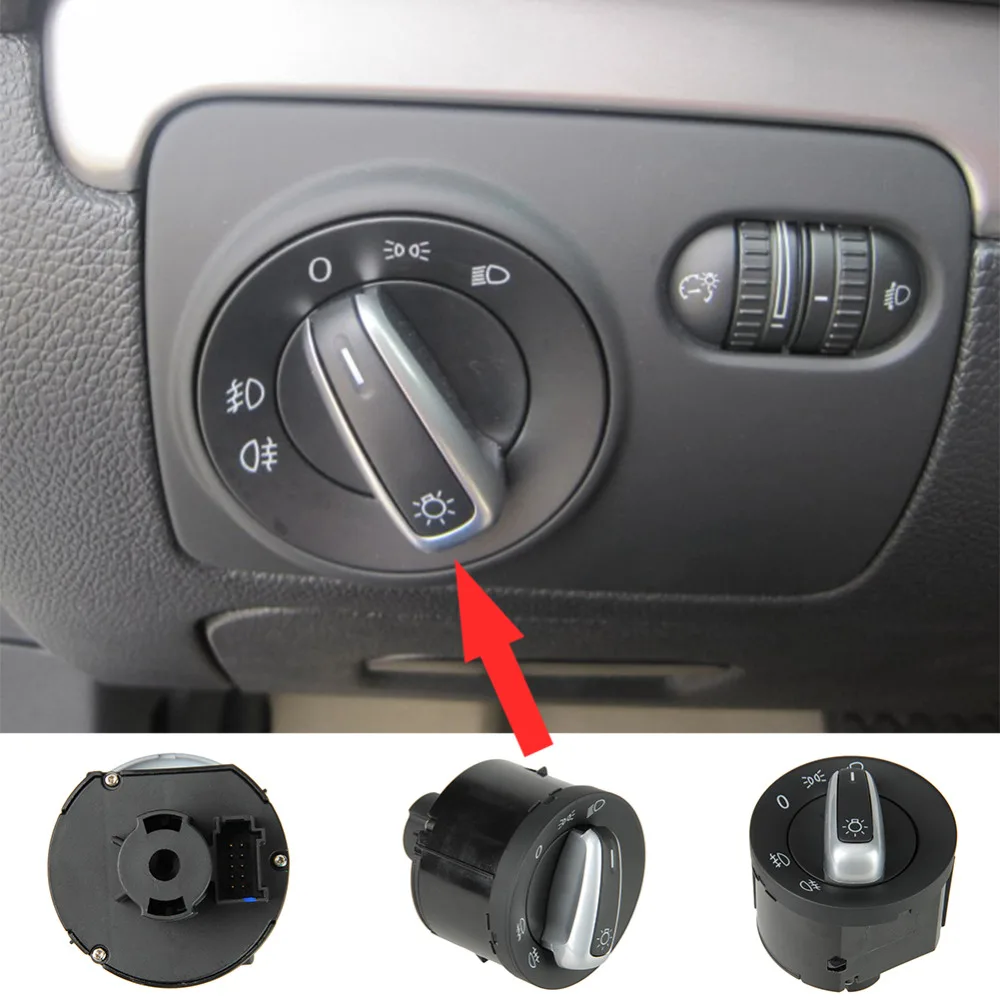 Хромированный переключатель фар для VW Golf 5 6 GTI Mk5 Mk6 Jetta Passat B6 Touran Tiguan 5ND 941 431 A 431A