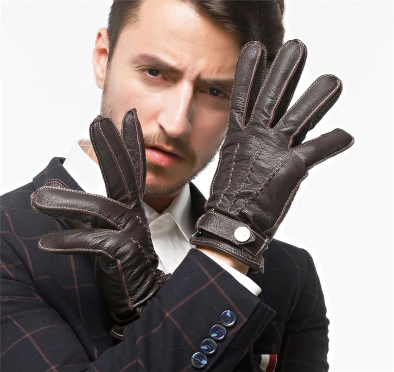 Мужские кожаные перчатки с сенсорным экраном|glove touchscreen|leather gloves touchscreendeerskin leather |