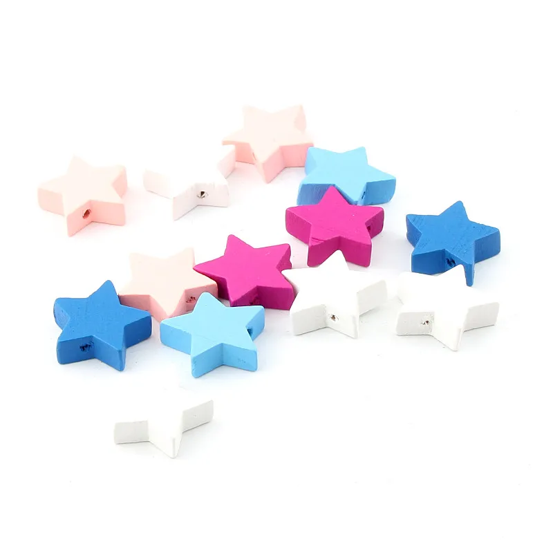 Разноцветные деревянные бусины ручной работы на выбор 40 шт. 20x19 мм в форме звезды