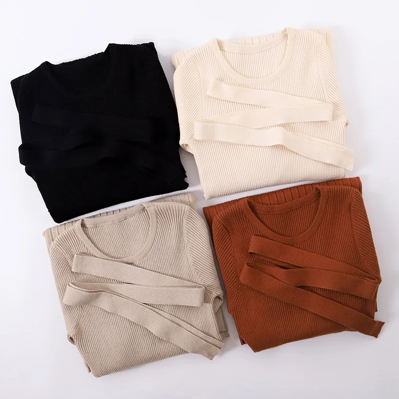 2019 осенне-зимнее платье-свитер с длинными рукавами корейское женское