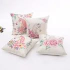 Креативный чехол для подушки с единорогом, милый единорог, роза, цветок, чехол для дивана, хлопковый льняной декоративный чехол для подушки, чехол