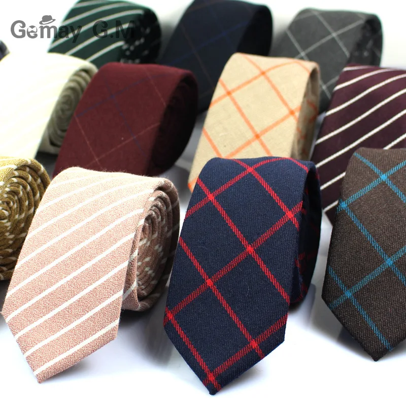 

2017 Classic 100% Cotton Mens Ties New Design Narrow Neckties 6cm Slim Plaid Ties for Men Formal Business Wedding Party Gravatas