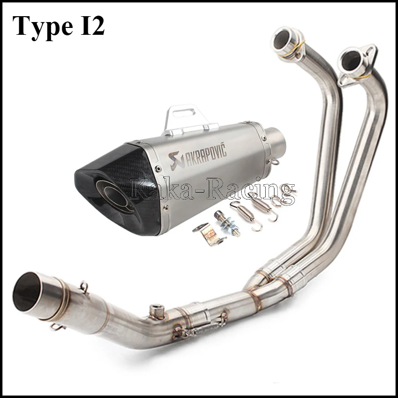 Type I2 MT-03 MT03 мотоцикл Akrapovic глушитель выхлопной трубы полная система скольжения Передняя средняя труба для Yamaha R3 YZF R25 - Цвет: Type I2