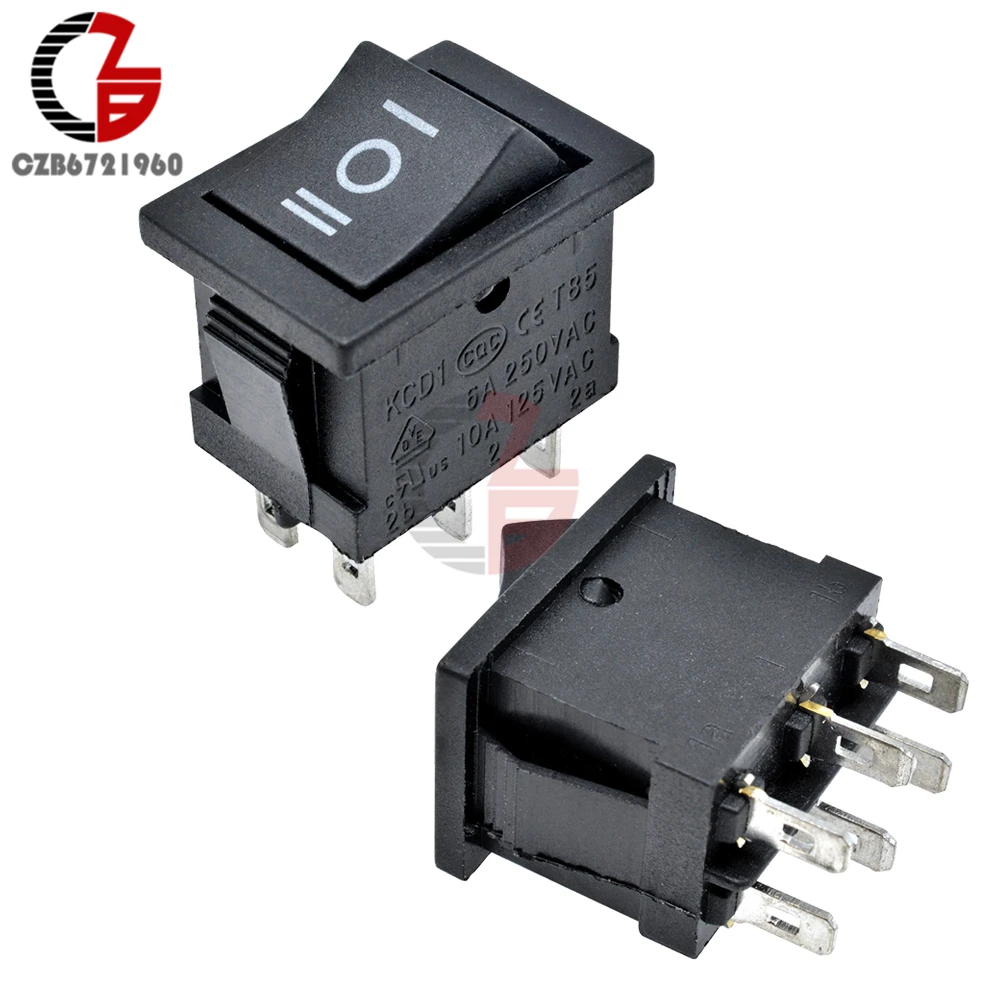 

2PCS 6Pin DPDT ON-OFF-ON 3 Position Snap Boatlike Rocker Switch AC 6A/250V 10A/125V