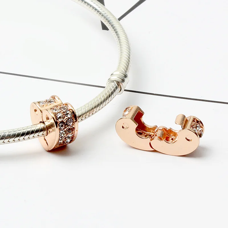 rose heart clip Новинка, модный серебряный, розовый, золотой, Микки, Минни, Бабочка, безопасная цепочка, талисманы, подходят к оригиналу Pandora, браслет из бисера для женщин, Шарм - Цвет: rose heart clip
