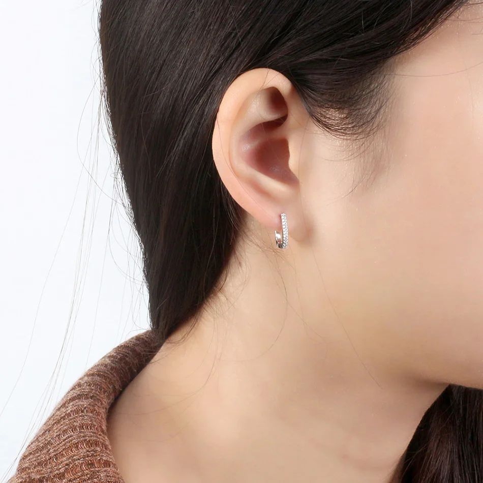 ORSA JEWELS, настоящее 925 пробы, серебряные женские серьги-кольца, маленький круг, 12 мм, серебряный цвет, трендовые женские свадебные ювелирные изделия, SE118