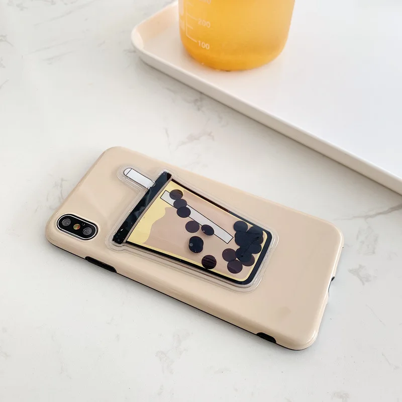 Мягкий Жидкий зыбучий песок пузырьковый чай чехол для телефона для iPhone XS MAX XR X 8 7 6S 6 Plus мягкая задняя крышка для OPPO для huawei Coque