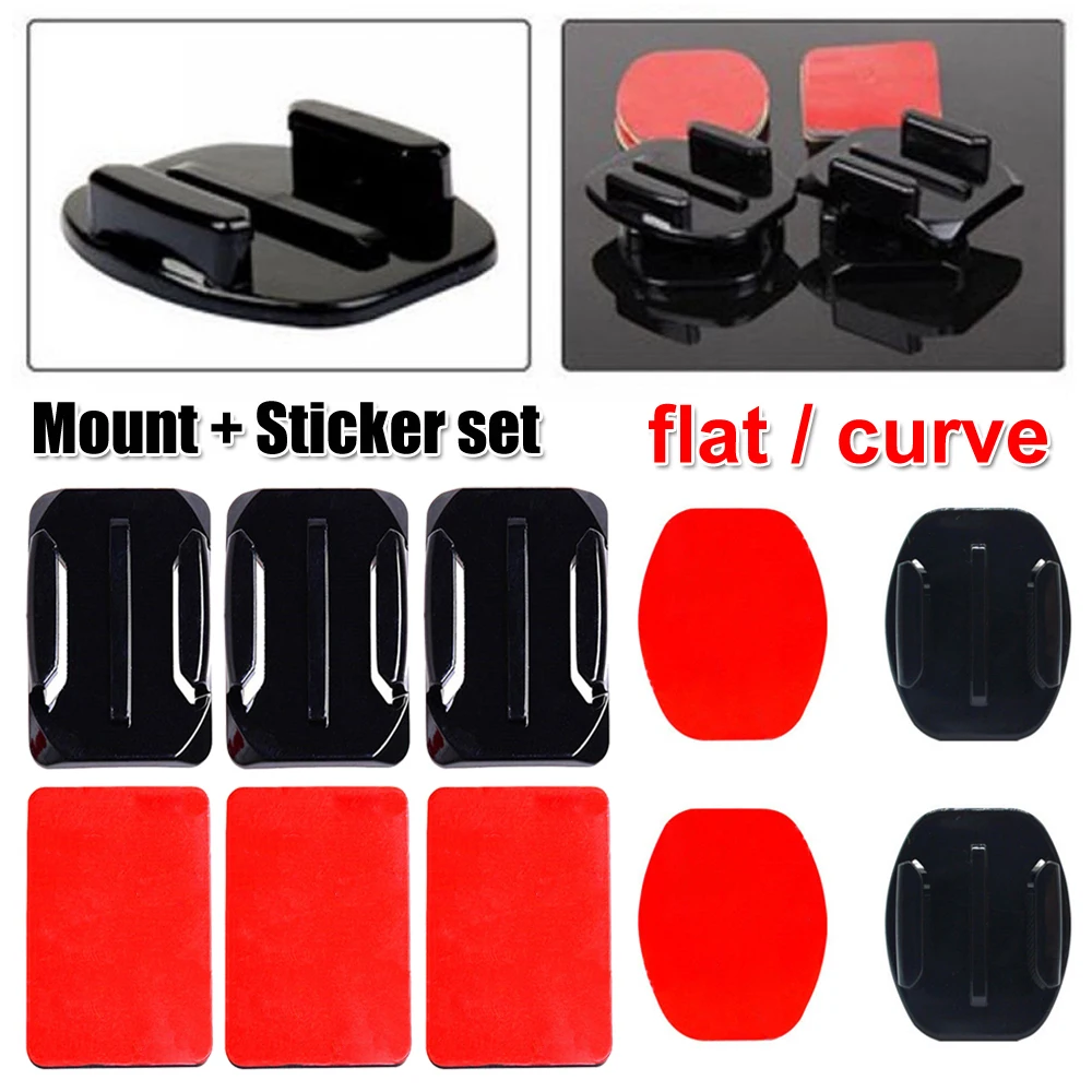Adhesive Sticker Pad Flat Curved Mounts For Go Pro 7 6 5 4 3 GoPro Hero Xiaomi Yi 4K Camera Accessories | Электроника
