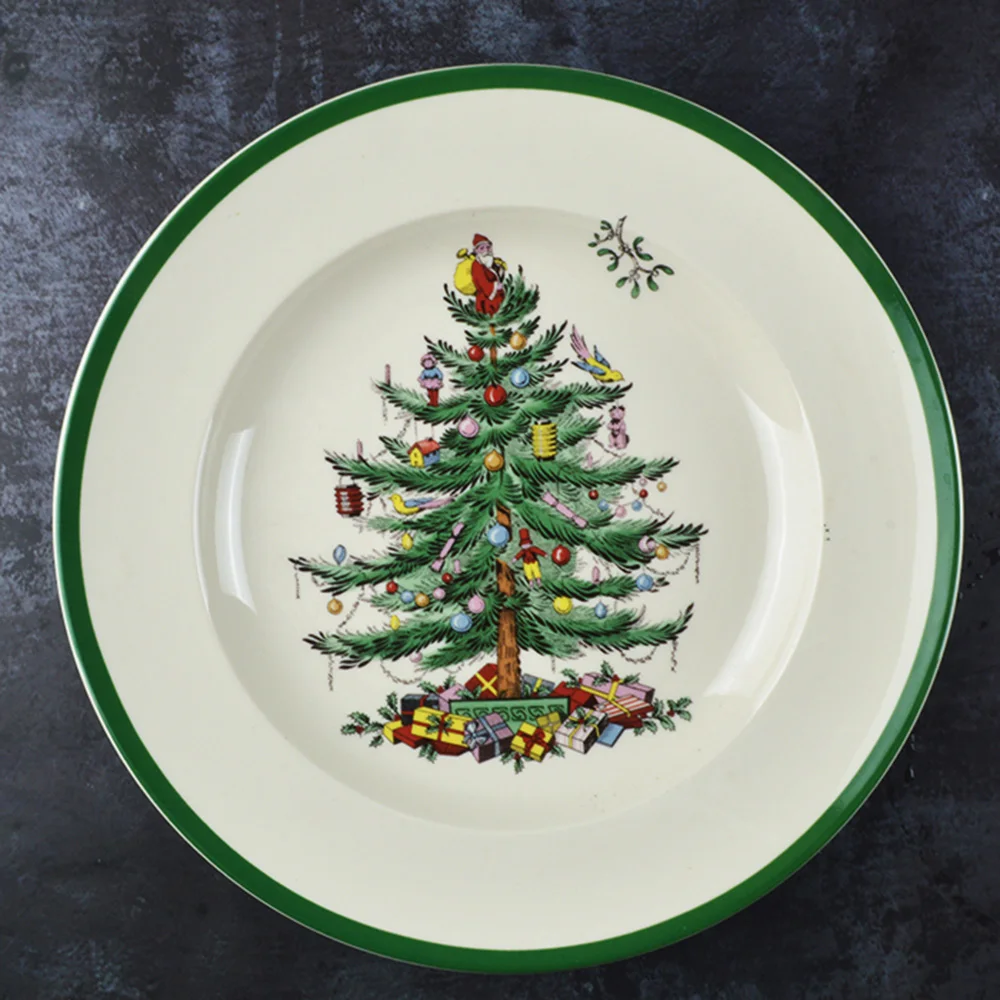 

4 Pcs 6.5 INCH Christmas Tree Plate Ceramic Breakfast Beef Dishes Dessert Dish Fruit Snack Plate Simple Creative Animal Dish