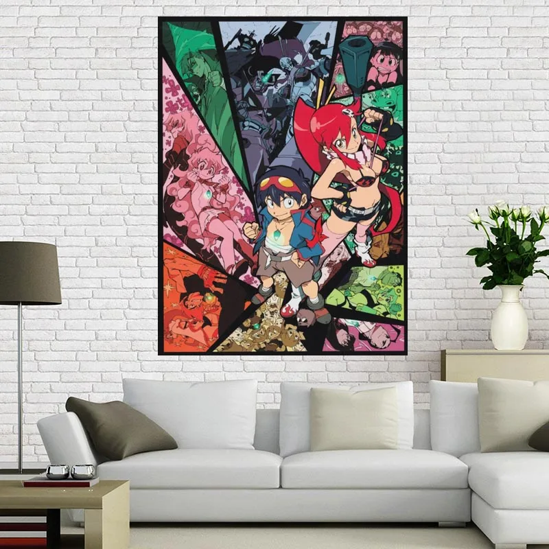 Новый стиль Gurren Lagann &quotИзготовленный На Заказ Шелковый Холст 27X40cm 30x45 см DIY плакат