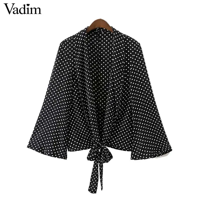 Vadim Женский блейзер в горошек зубчатый воротник длинный рукав галстук-бабочка
