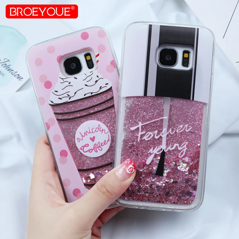 Чехол с жидкой глиттерной заливкой для Samsung Galaxy J5 2017, A8 Plus, A5 2018, S8, S9, S7 Edge, J7, J3 2016, A3, A7.