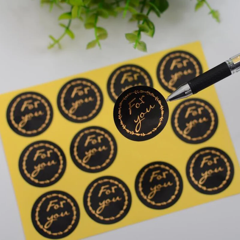 120 шт./лот, круглые, бронзовые, черные, ручной работы, для упаковки тортов, уплотнительные этикетки, наклейки для выпечки, сделай сам, вечерние, Подарочная коробка, наклейки s