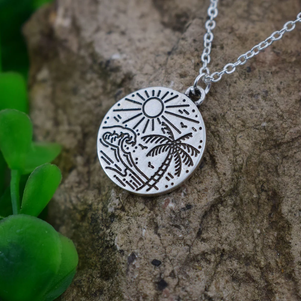 Очаровательное ожерелье SanLan 1 шт. для влюбленных в пляж с пальмами изображением