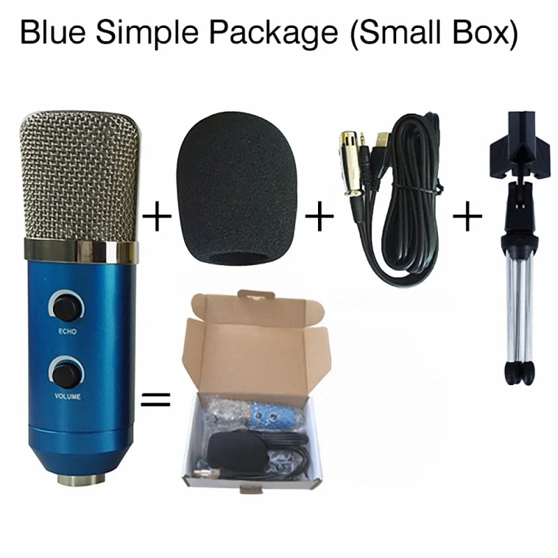 Blue Simple Package ML-F100TL USB конденсаторный микрофон профессиональный микрофон для записи видео караоке Студийный микрофон для радио для компьютера ПК - Цвет: Blue Simple Package
