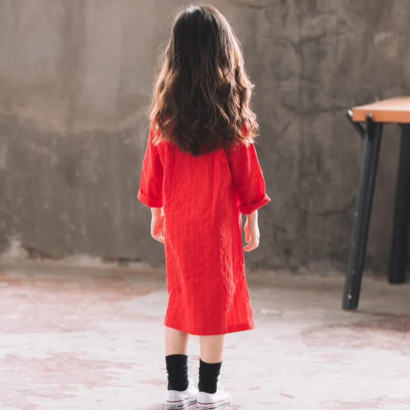 Простое платье для больших девочек Новинка лета 2019 платья-рубашки Детская