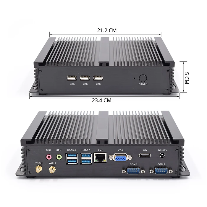 Промышленные безвентиляторный мини-ПК Intel Core i7 5550U HDMI VGA HD 4 K Micro компьютер 2* RS232 COM Intel Core i3 7100U i5 киоск прочный ПК 5250U