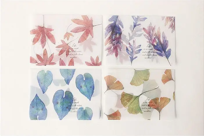 Полупрозрачные конверты из пергаментной бумаги с осенними листьями | Канцтовары