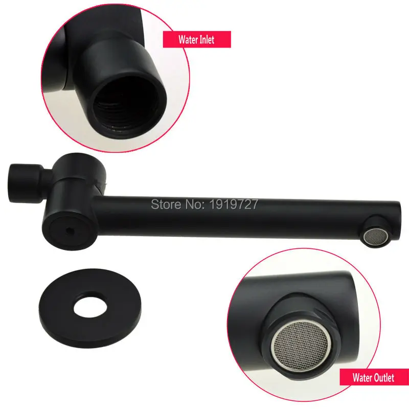 

Swivel Faucet New Arrival Modern Wall Mounted Round straight water Spout For Bath SPA tub Mixer Tap Brass Matte Black Finish