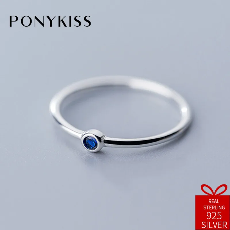 PONYKISS, Трендовое,, 925 пробы, серебро, синий, циркон, с изменяющимся размером, с геометрическим узором, женское, вечерние, тонкий аксессуар, прекрасный подарок