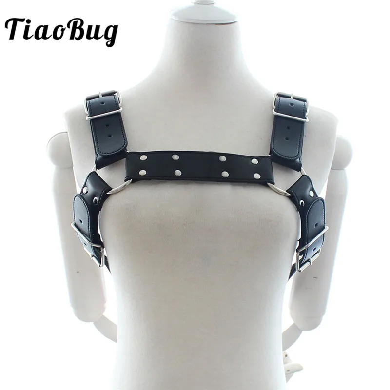 TiaoBug мужской черный нагрудный ремень для тела из искусственной кожи сексуальный