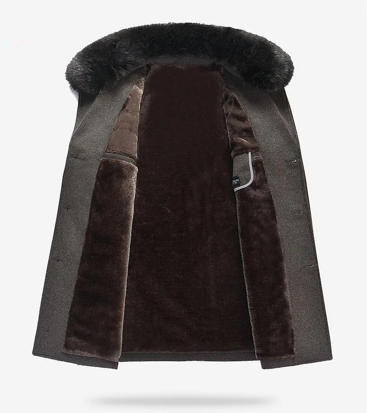 

BATMO 2019 new arrival winter high quality wool&fake fur collars casual trench coat men,men's winter wool jackets,plus-size 1519