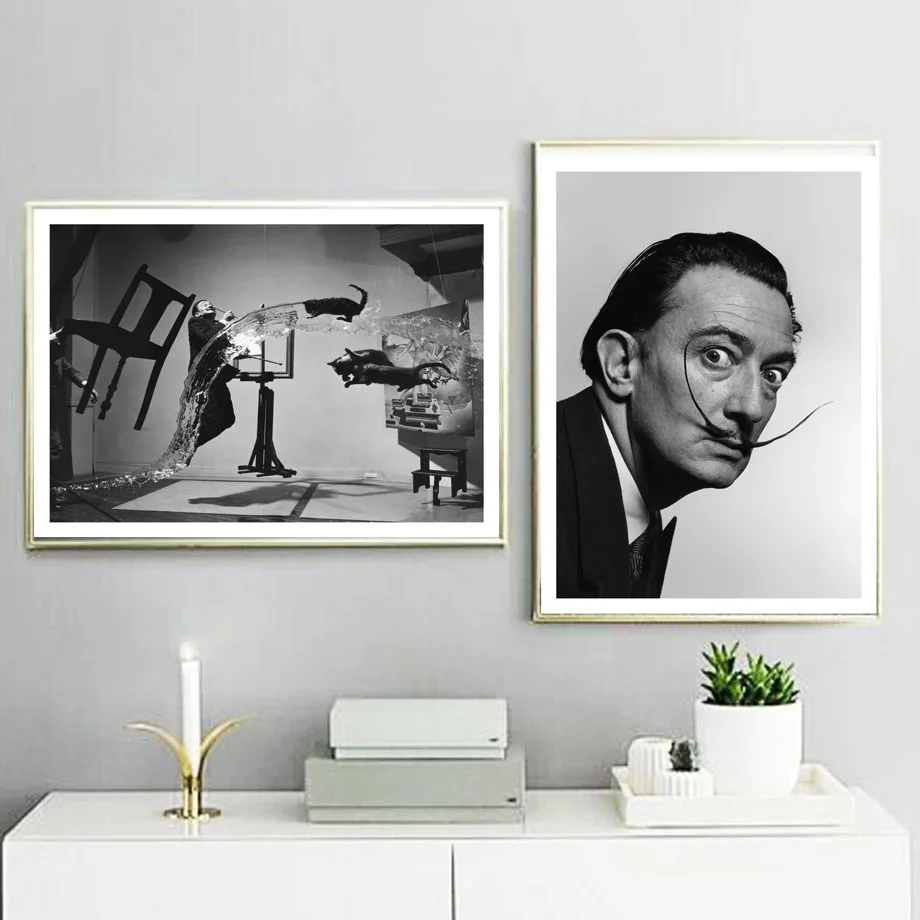 Настенные художественные холщовые картины Salvador Dali черно-белые фото плакаты на скандинавскую тему и принты настенные картины для декора гостиной салона