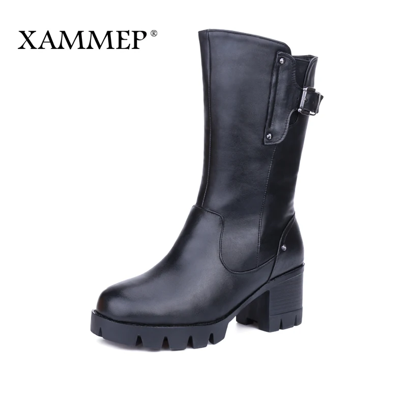 Женские зимние ботинки Xammep из натуральной кожи и шерсти женские высокого
