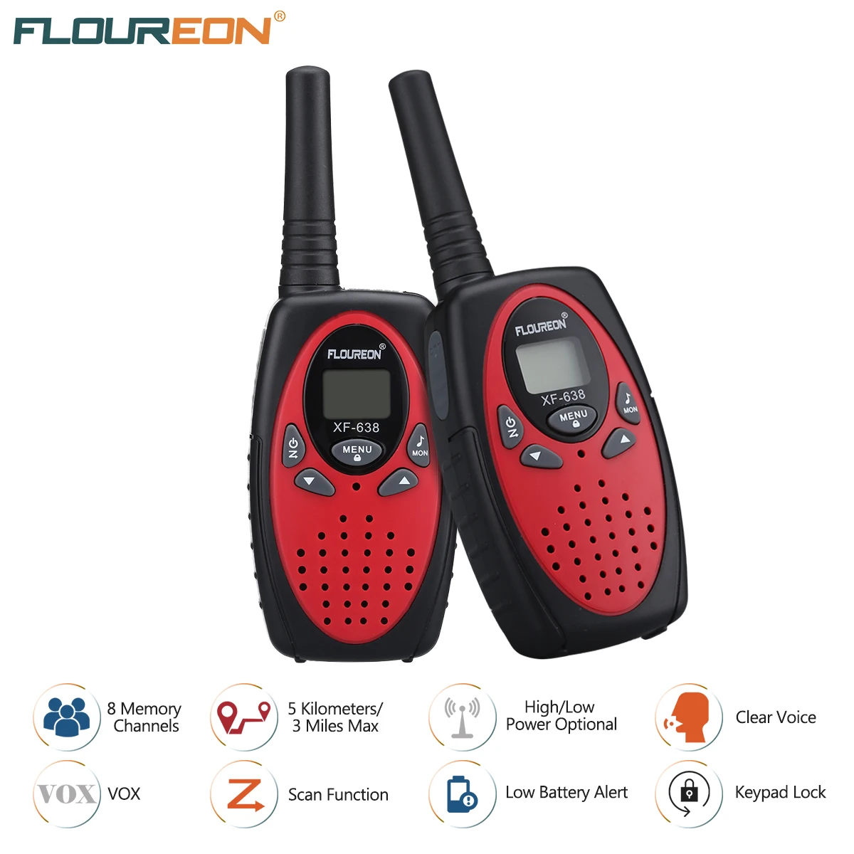 FLOUREON 8 канальный walkie talkie s UHF400-470MHz двухстороннее радио 3 км Interphone mini walkie talkie 2 шт walkie-talkie подарок