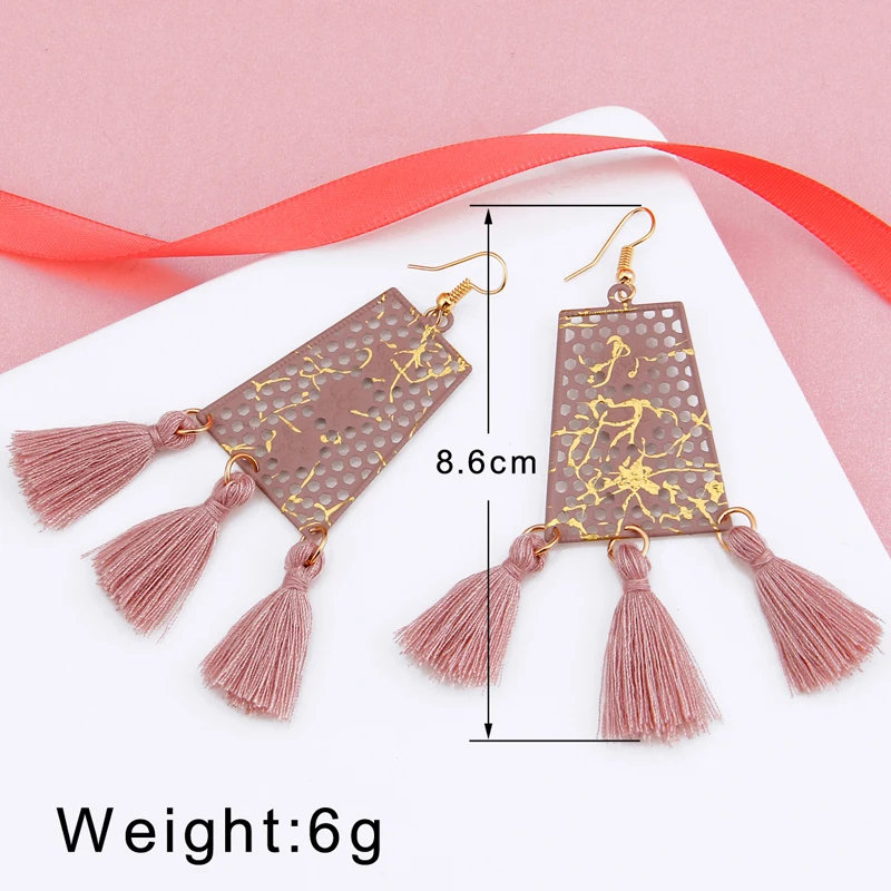 Серьги кисточки женские в богемном стиле Винтажные висячие серьги с цветными