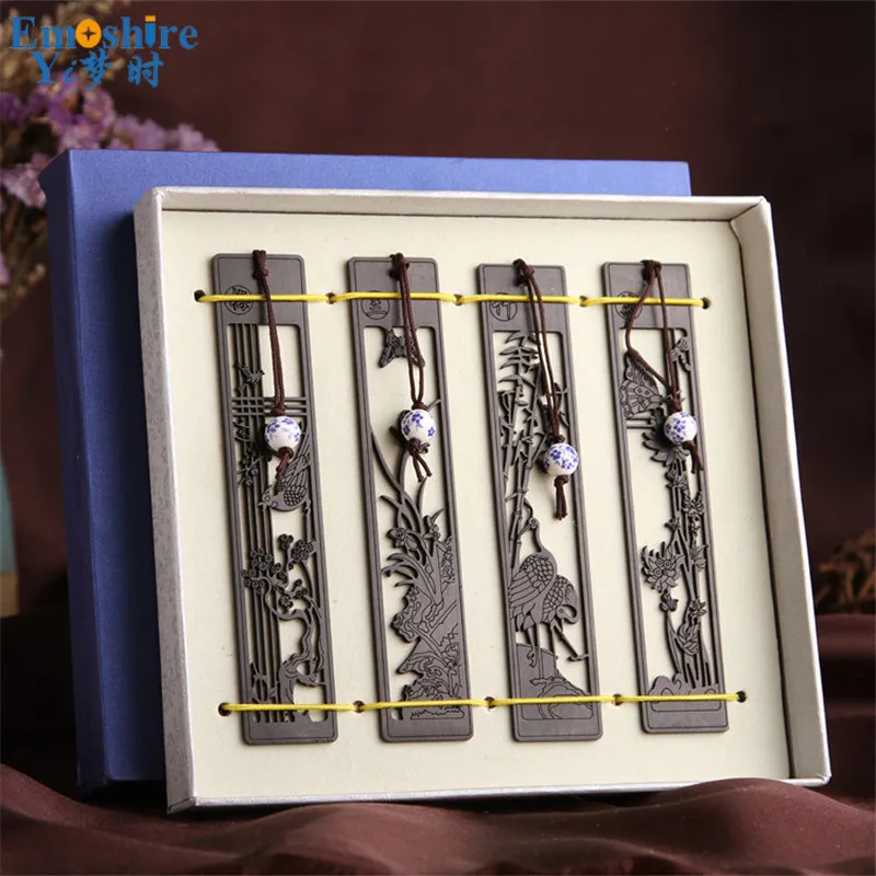 4 шт./компл. Высококачественная деревянная ретро закладка из массива дерева