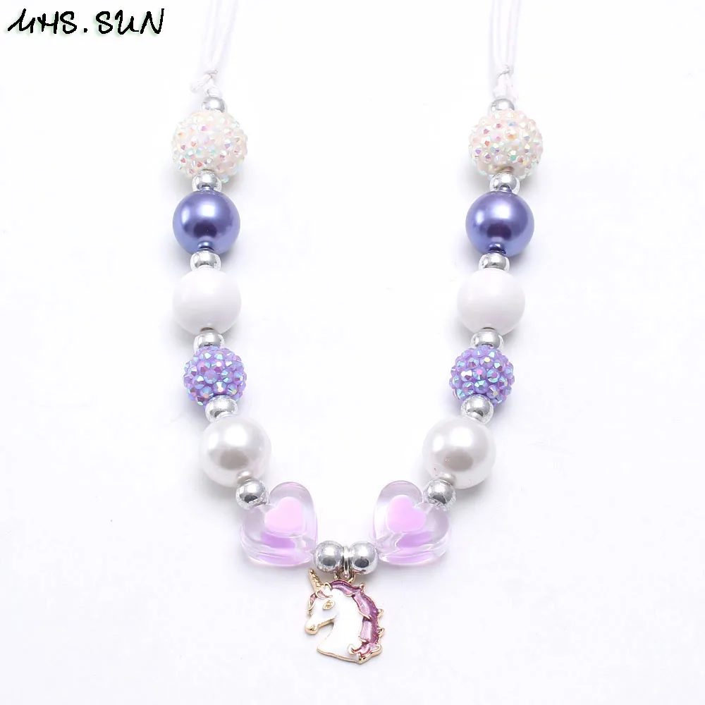 Служба. Солнце милый единорог кулон из драгоценных бусинок ожерельем для