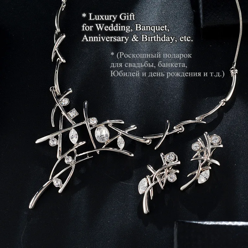 Viennois Элегантный Марка Посеребренная Rhinestone кристаллические серьги& ожерелье для женщин комплект ювелирных изделий Bridesmaids Свадьба Креста