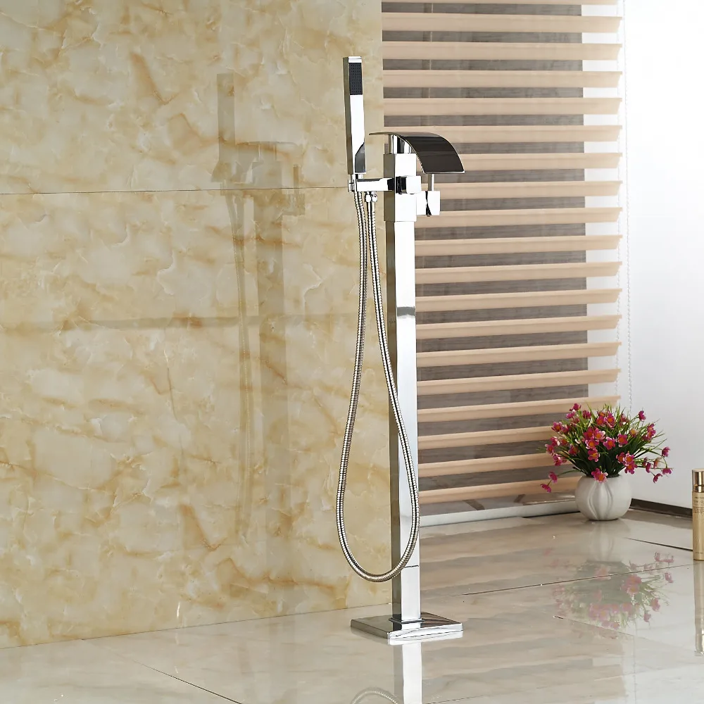 Смеситель для ванной комнаты с водопадом и носиком напольный наполнитель ручным