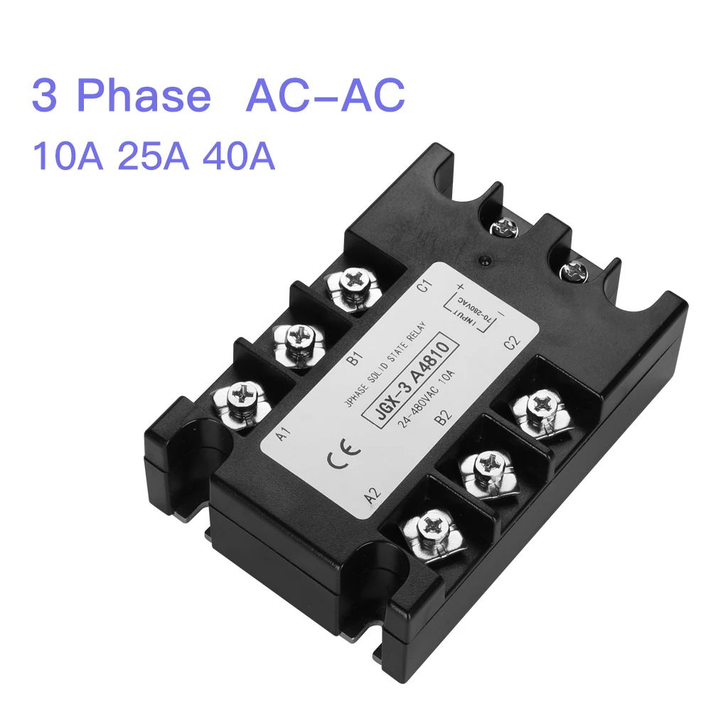 

AC -AC 10A 25A 40A SSR трехфазное твердотельное реле SSR 10A к твердотельному реле 40A SSR релейный модуль выходное напряжение 24-480VAC