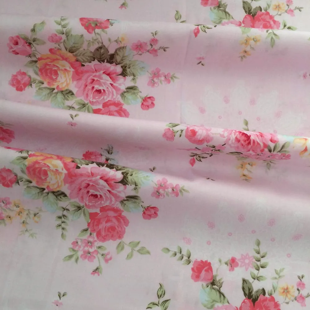 100% хлопок элегантная пасторальная розовая Цветочная набивная саржевая Ткань DIY