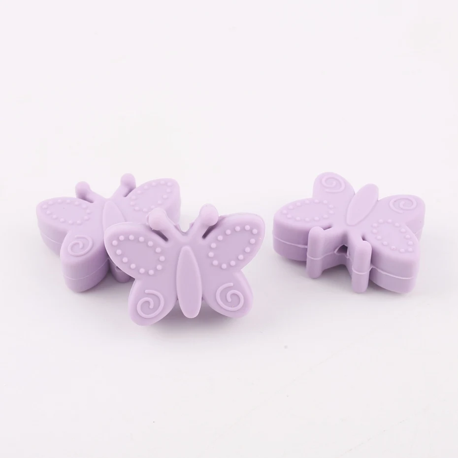 Beads Light Purple Укусы 5 шт. детский силиконовый Прорезыватель для зубов из бусин бабочка перле силикон для DIY игрушечное ожерелье браслет детские товары детский Прорезыватель - Цвет: Beads Light Purple