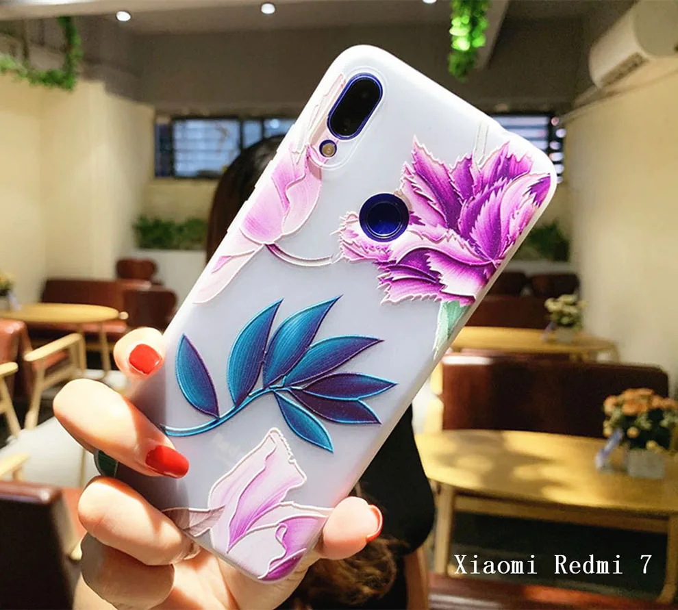 Чехол для Xiaomi Redmi 7 3D мягкий рельеф ТПУ силиконовый чехол задней панели телефона
