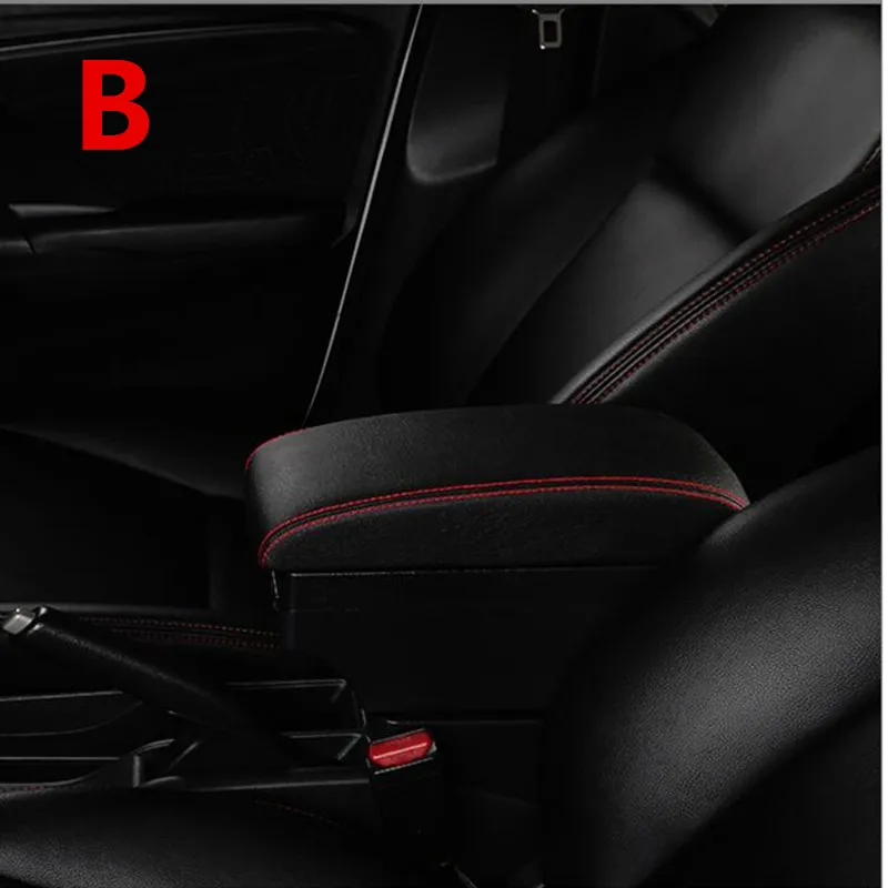 B black red line Для hyundai GETZ подлокотник коробка подлокотник Универсальный Автомобильный центральная консоль Модификация аксессуары с USB - Название цвета: B black red line