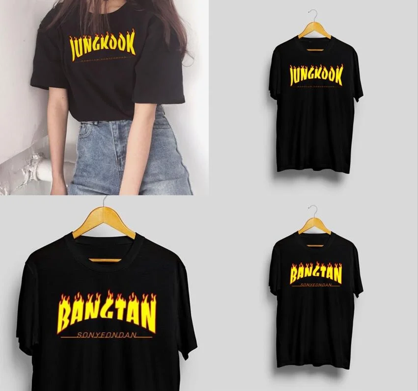 

Starqueen-JBH 1PCS korean fashion Kpop Bangtan Jungkook Thrasher T-shirt Kpop Bangtan Boys/Kpop Merch