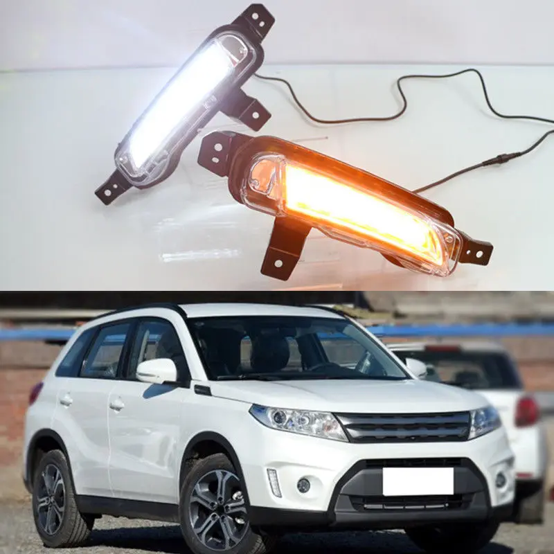 Для Suzuki Vitara 2015-2016 одно направление СИД DRL дневные ходовые белые поворотные желтые